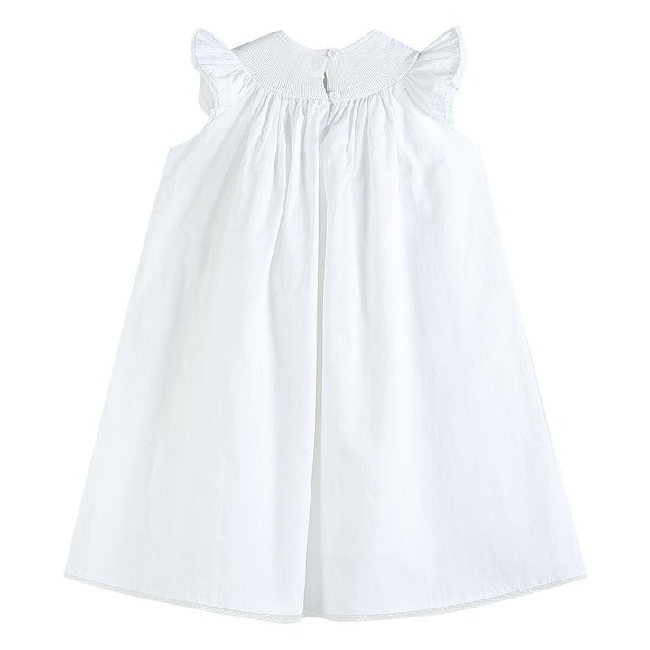 White and Pink Cross Girls Bishop Dress - Easter