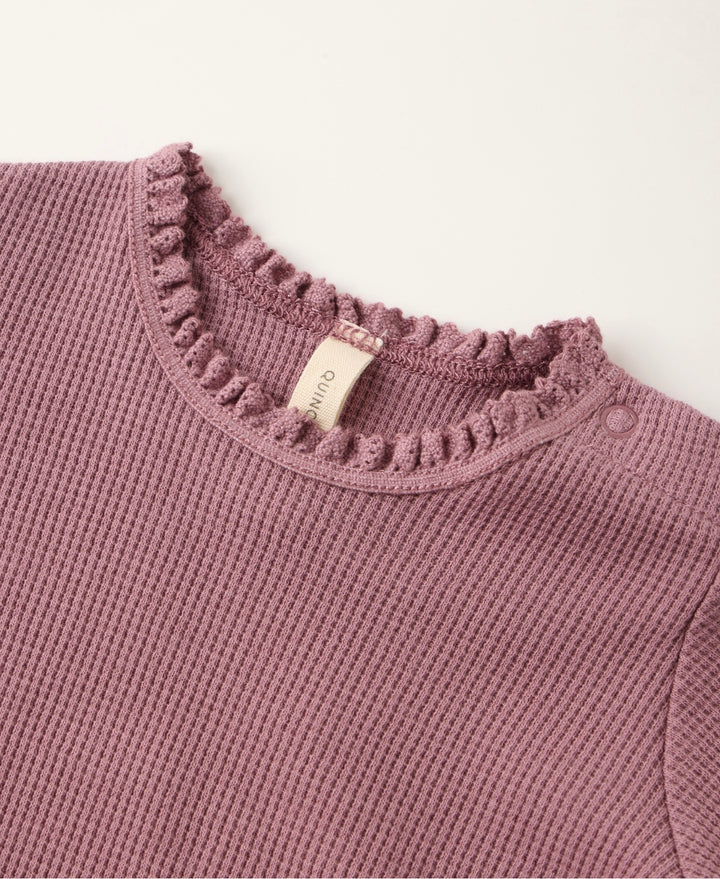 Baby Girls Waffle Long Sleeve Bodysuit | Mulberry: 0-3M, 18-24M