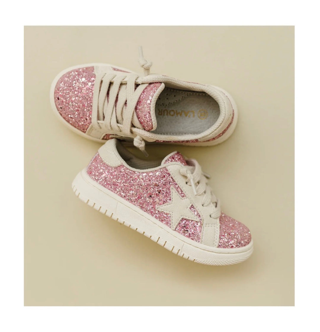 Kinley Glitter Star Sneaker | Pink