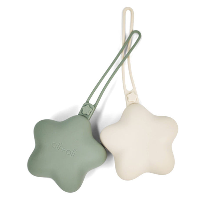 Silicone Pacifier Case 2-pack Star (Sage-Sand)