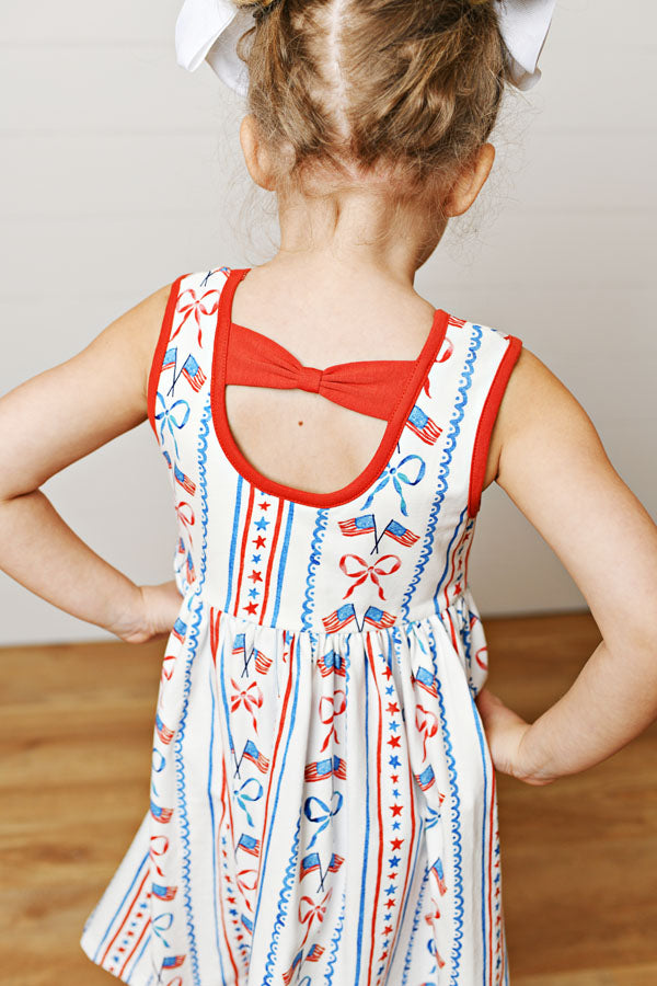 Flag & Bow Flare Dress