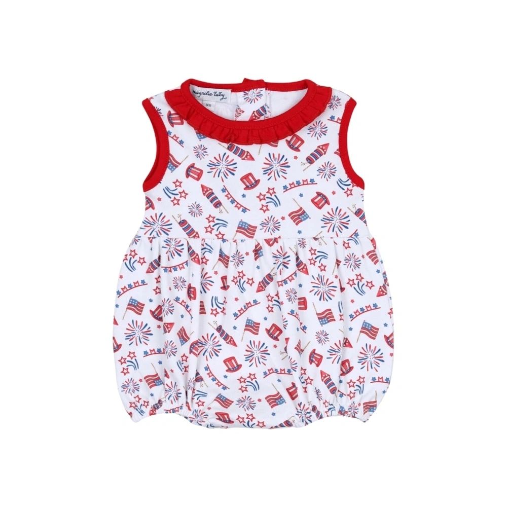 Red, White and Blue Infant Girls Patriotic July 4th 𝓟𝓲𝓶𝓪 𝓒𝓸𝓽𝓽𝓸𝓷 Bubble