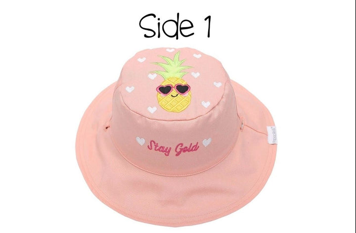 Flapjacks Kids UPF50+ Sun Hat • Flamingo/Pineapple