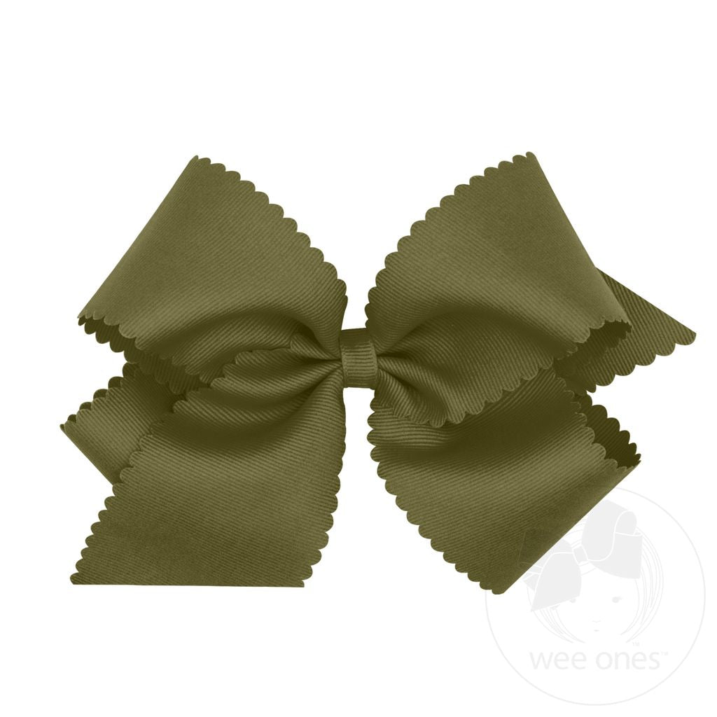 King Grosgrain Hair Bow Scalloped Edge | Sage