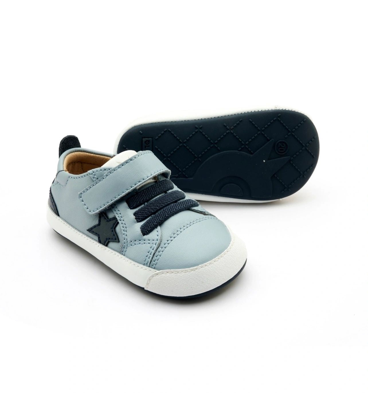 Oldsoles Platinum Bub Baby Star Boys Soft Sole Sneakers Tennis Shoes - DUSTY BLUE / NAVY / NAVY SOLE