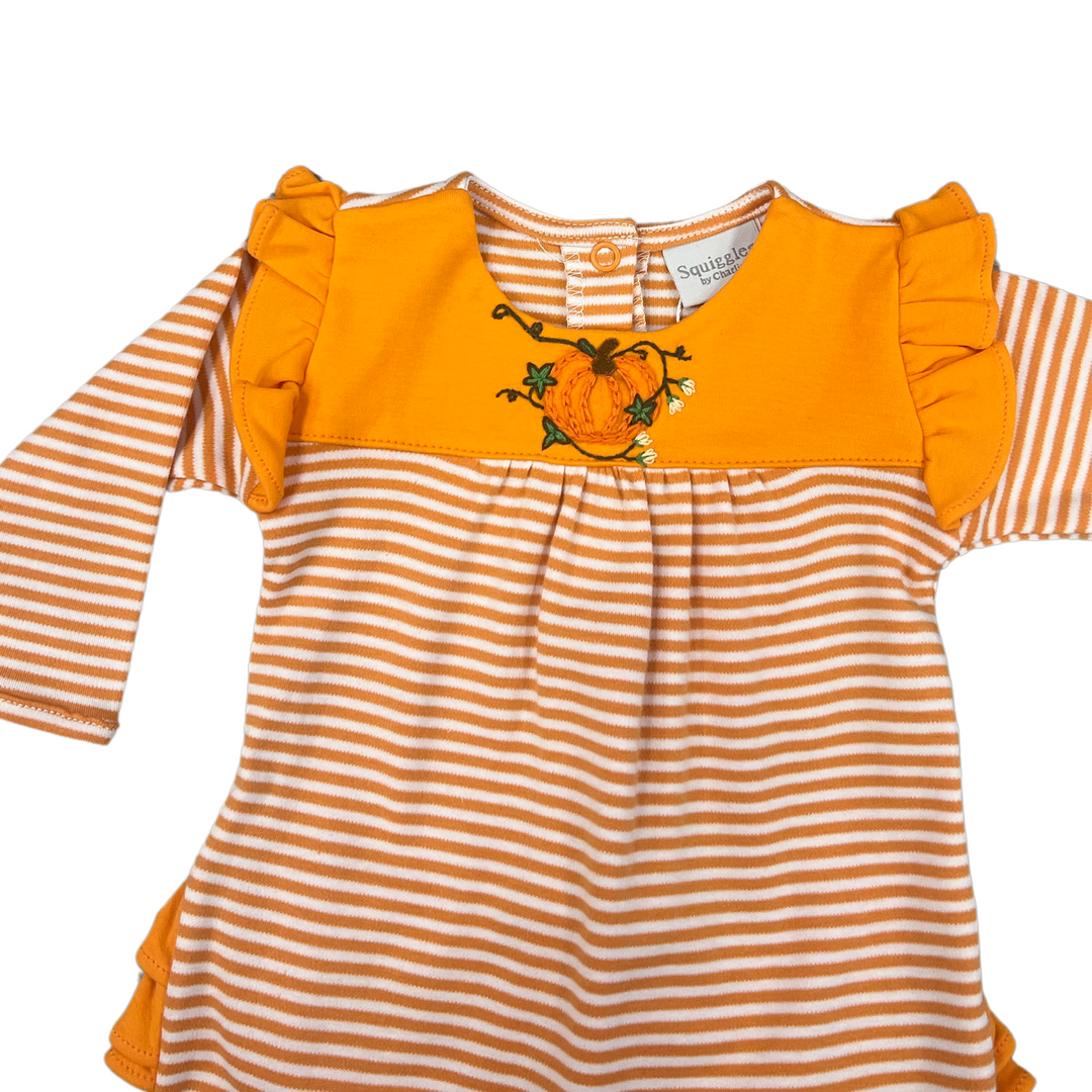 Pretty Pumpkin Coverall with Bow with a Ruffle Butt: 24M