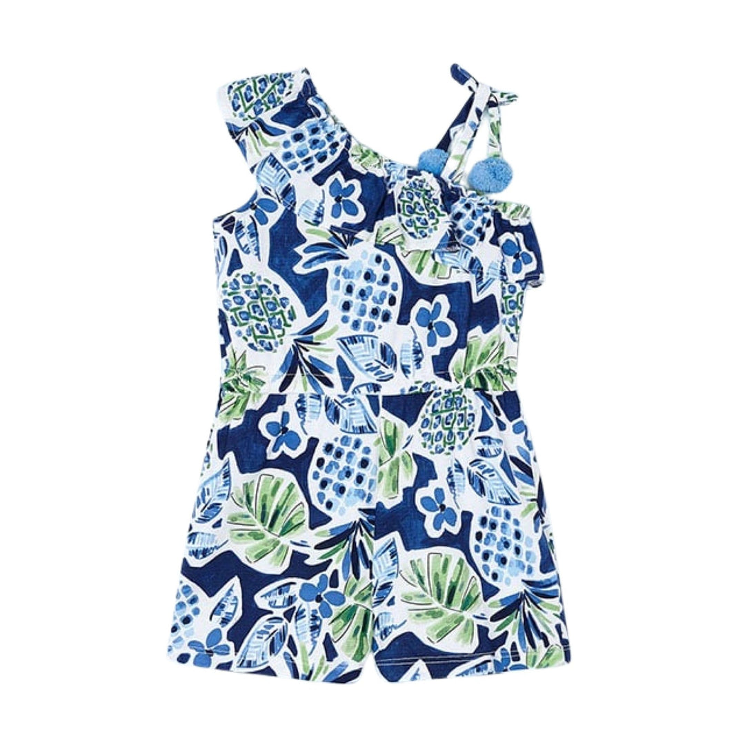 Mayoral Girls Asymmetrical Printed Romper - Ink: 9