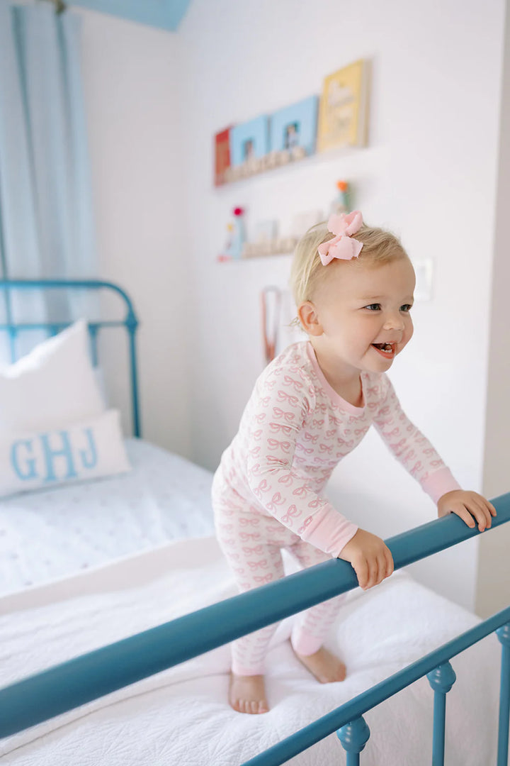 2 Piece Bamboo Girls Pajama Set - Bow
