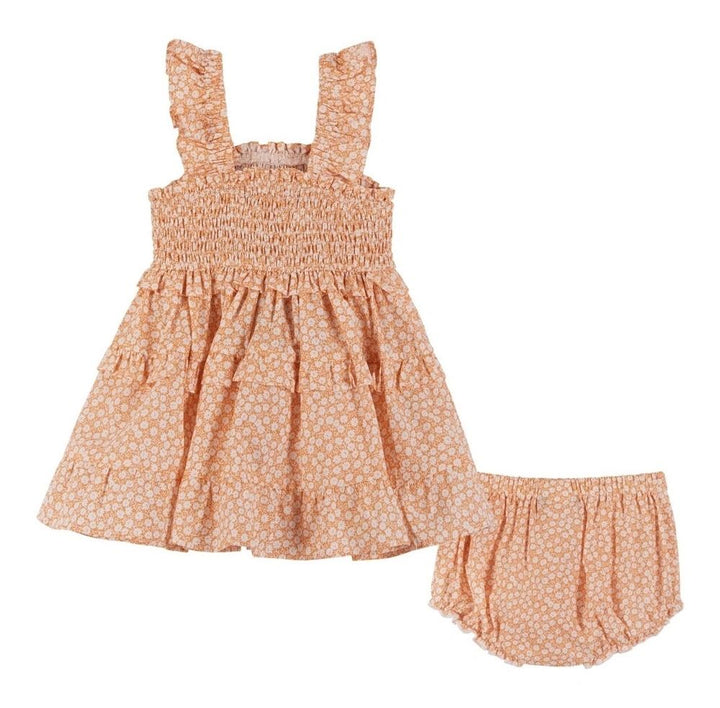 Orange Ruffle Smocked Dress - 3T