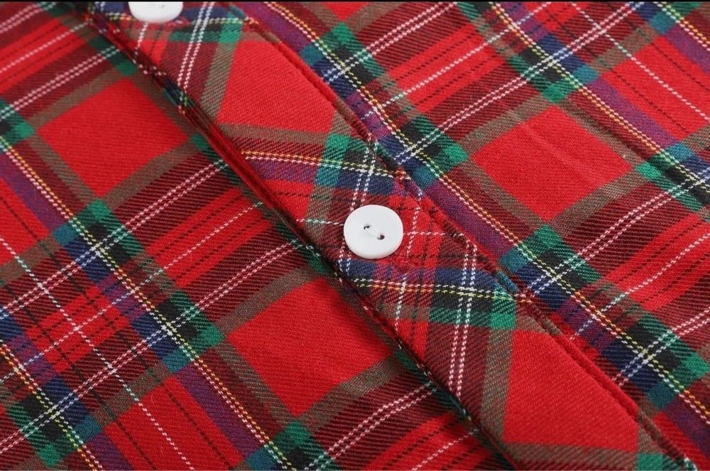 Red and Green Plaid Button-Up Christmas Shirt