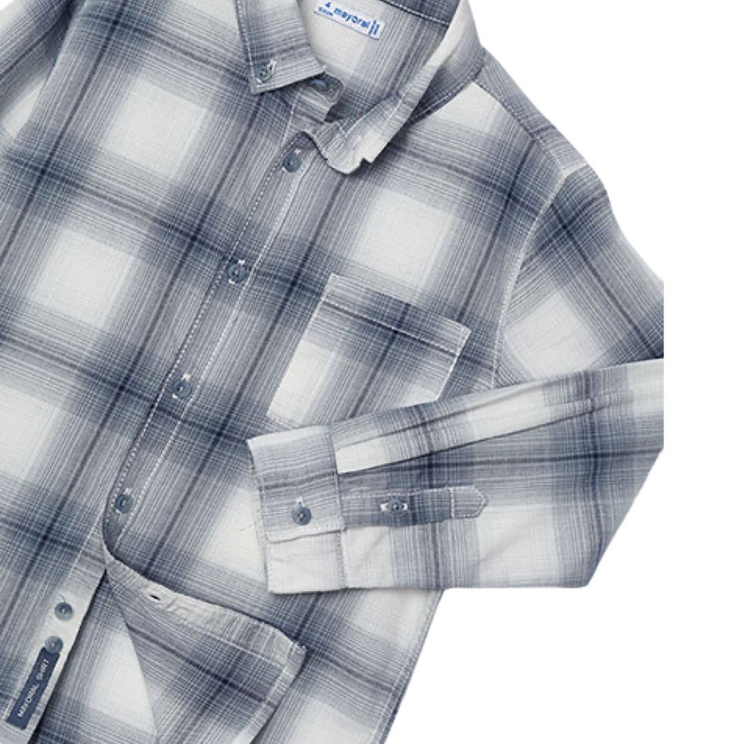 Long Sleeve Checkered Button Down Boys Shirt: 3,4,5,6