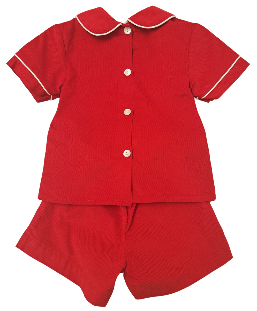 Corduroy Red Boy's Short Set