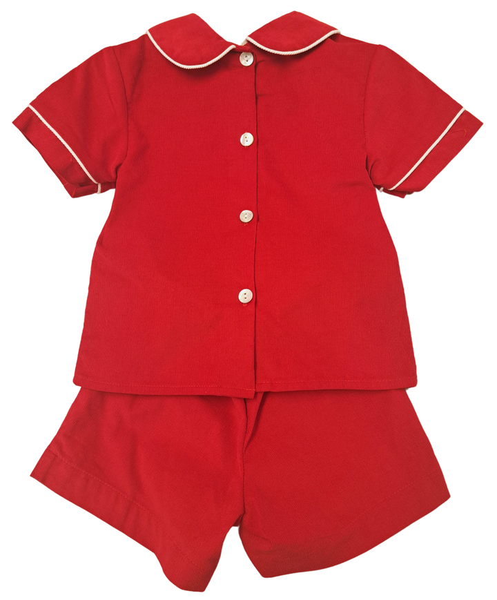 Corduroy Red Boy's Short Set
