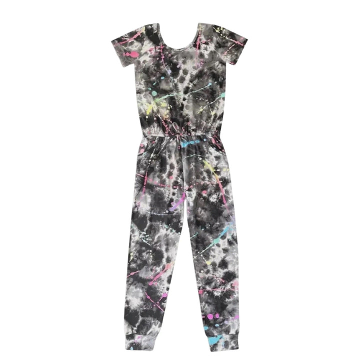 Tie Dye Paint Splatter Girls Jumpsuit: 6,8