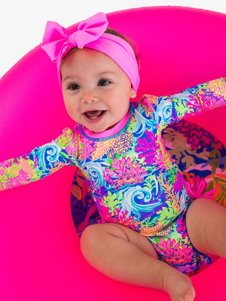 Neon Ocean Coral One-Piece Rashguard