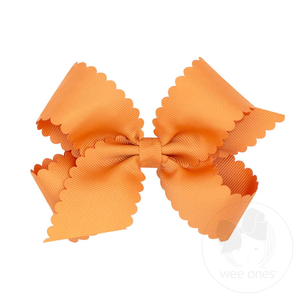 Medium Grosgrain Hair Bow with Scalloped Edge | Ginger