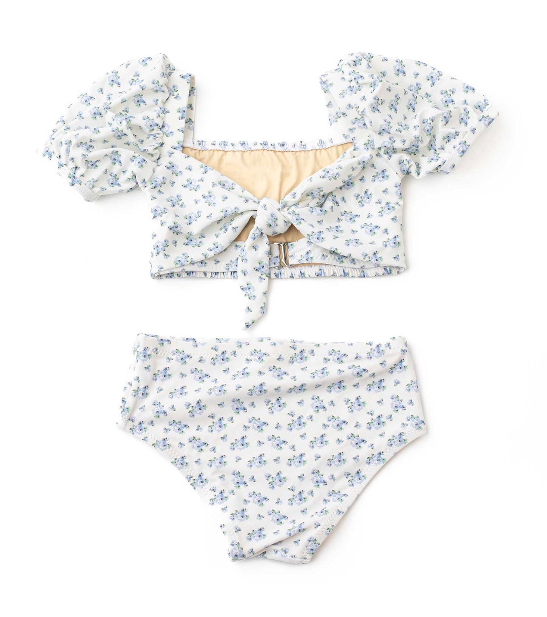 Cottage Floral Blue Smocked Two-Piece Swim
