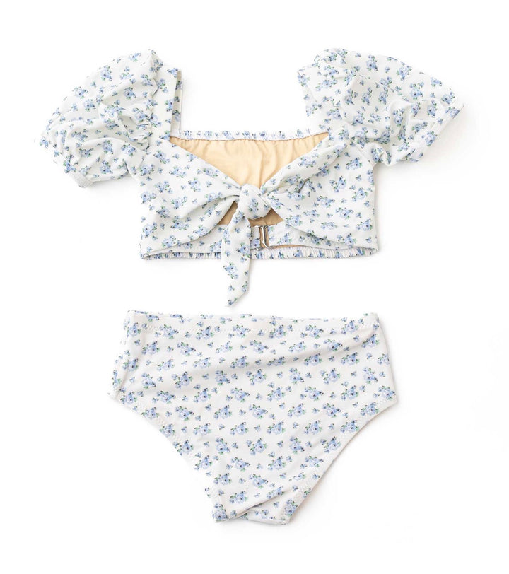 Cottage Floral Blue Smocked Two-Piece Swim