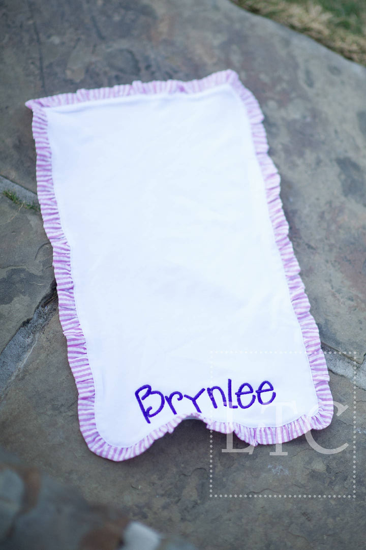 Love That Cotton - Seersucker Trimmed Burp Cloth -Pink Trim