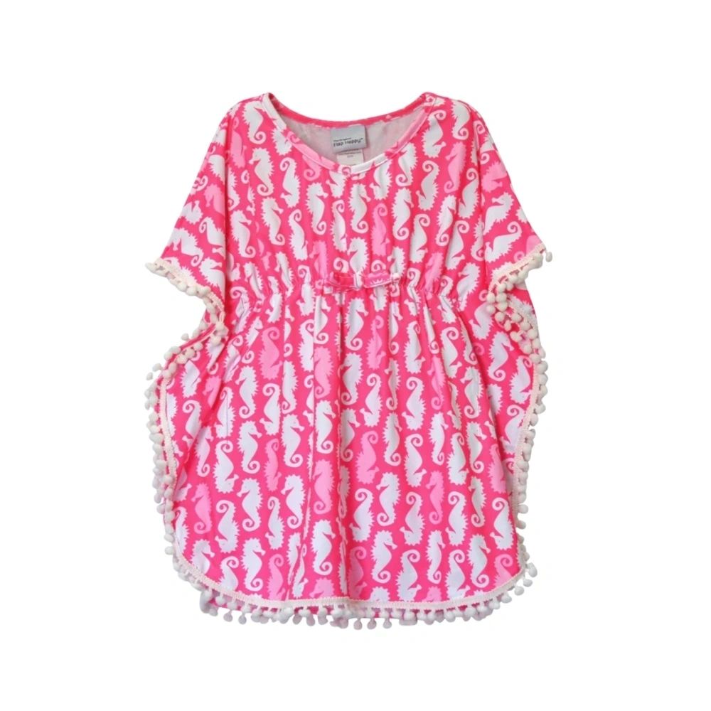 Pink Seahorse Girls Beach Swim Cover-Up