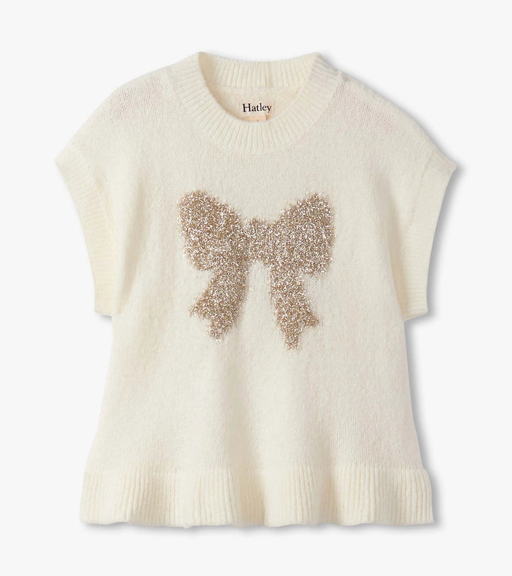 Girls Gold Bow Everywhere Sweater Vest | Cami Lace