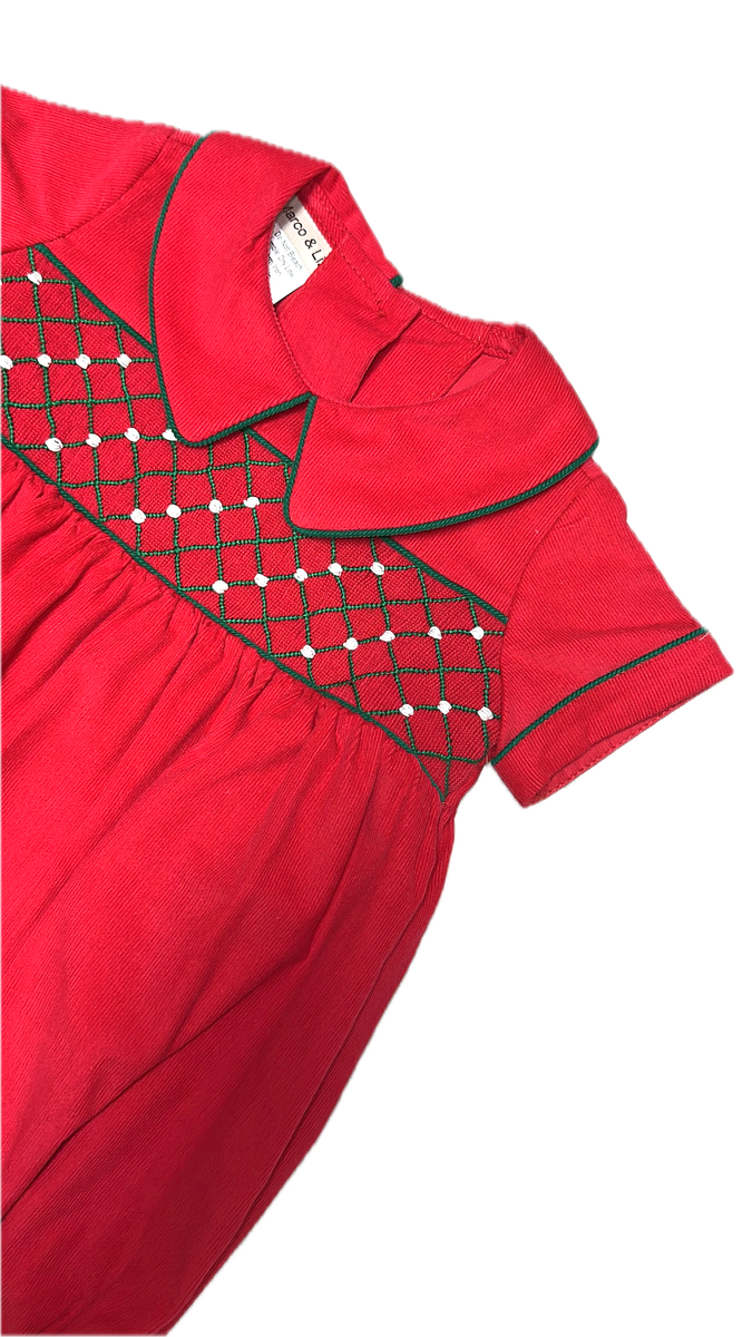 Red Corduroy Baby Boy Romper Christmas Classic: 3M, 6M