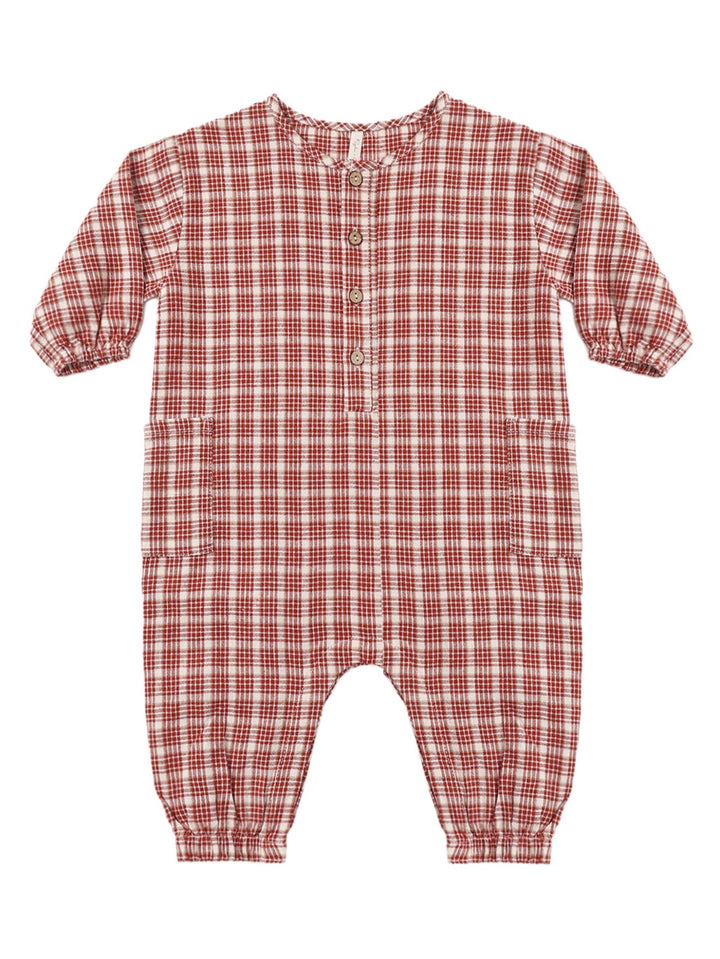 Relaxed Woven Jumpsuit | Woven Plaid
