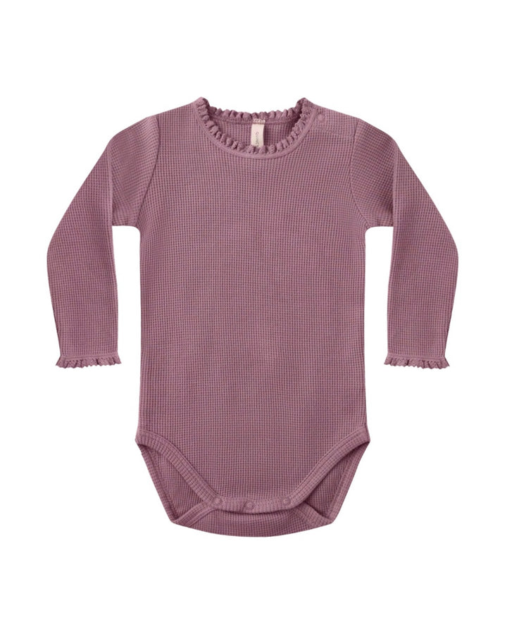 Baby Girls Waffle Long Sleeve Bodysuit | Mulberry: 0-3M, 18-24M