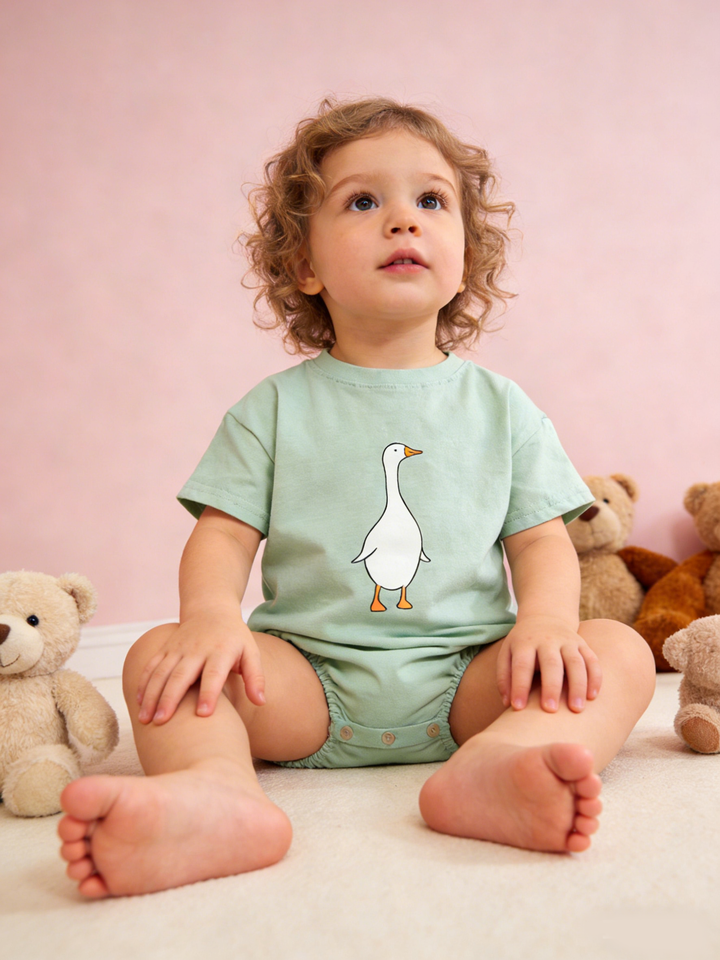 Sparkling Extras - Baby Summer Duck Cotton Short Sleeve Romper Onesie Jumpsuit