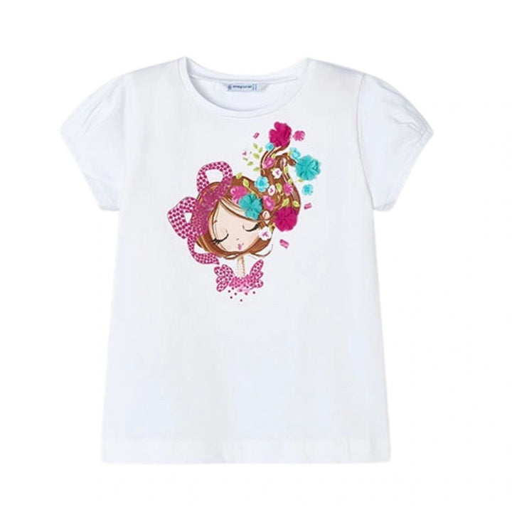 Mayoral Girls Flower Princess White T-Shirt: 8