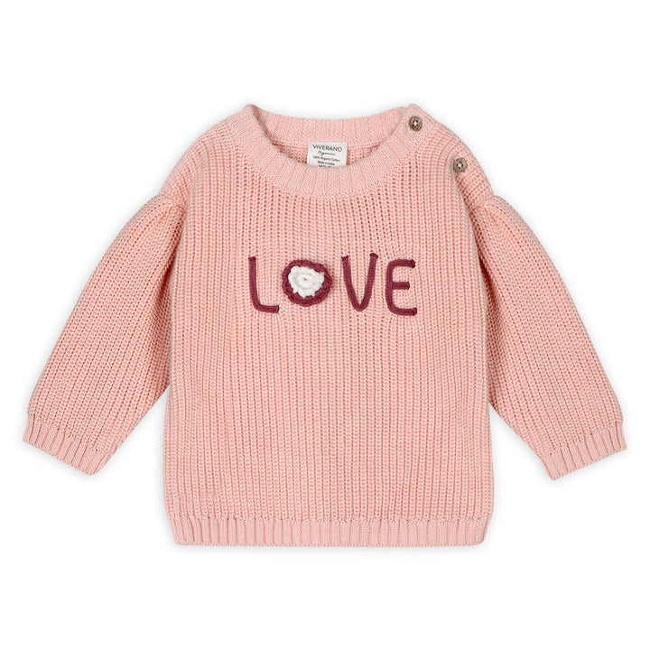 LOVE Embroidered Sweater Knit Baby Pullover (Organic Cotton)