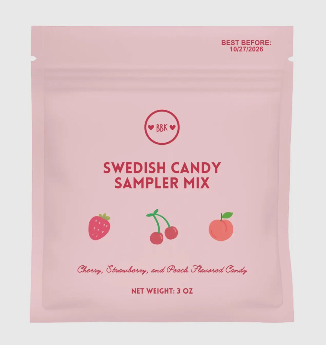 Swedish Candy Sampler Mix - Peach, Strawberry, Cherry 3oz.