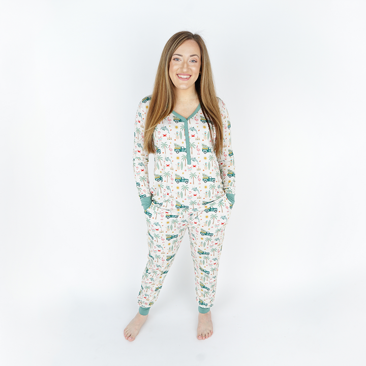 Coastal Christmas Women’s Adult Bamboo Pajama Shirt (TOP ONLY)