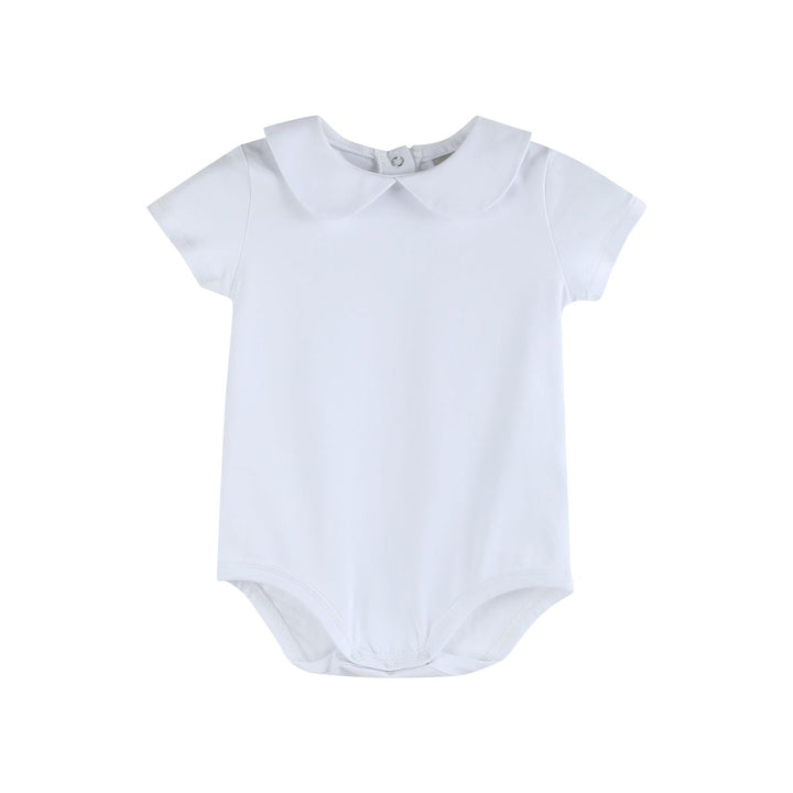 White Peter Pan Collar Short Sleeve Onesie