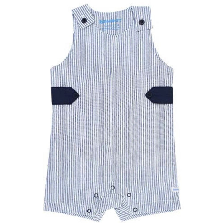 Navy Seersucker Shortalls