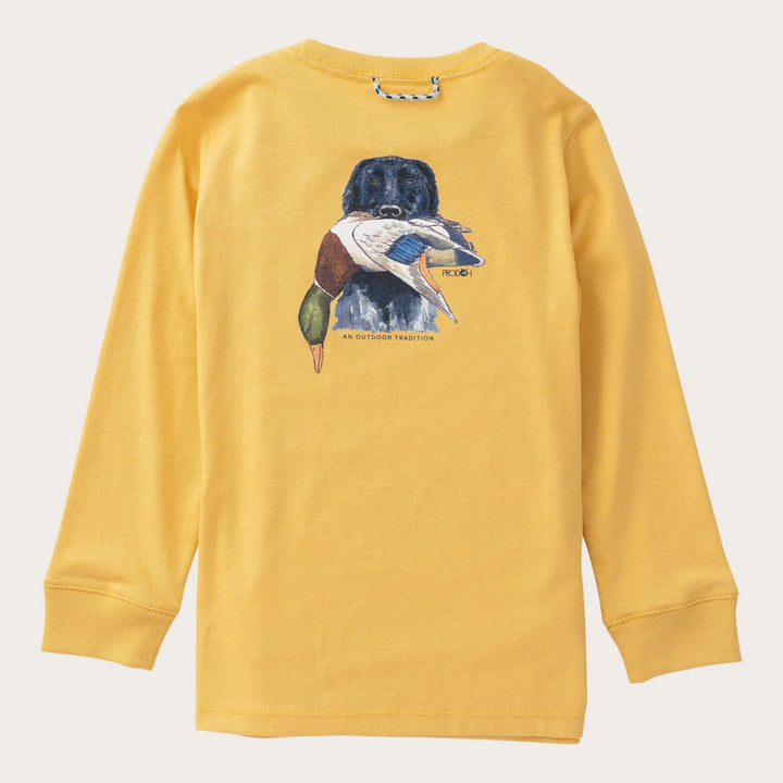 Boys Long Sleeve Cotton T-shirt | Ochre Duck Hunting Dog Art