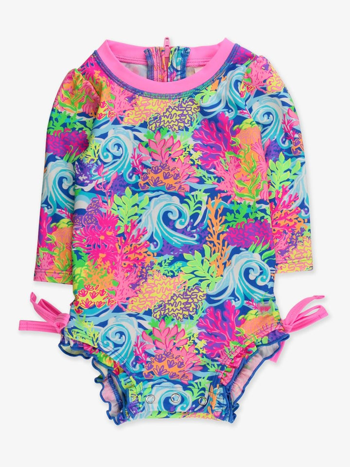 Neon Ocean Coral One-Piece Rashguard