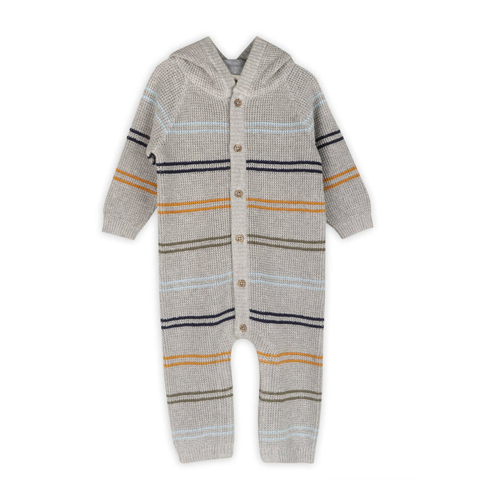 Classic Stripe Sweater Knit Baby Hooded Jumpsuit (Organic Cotton)