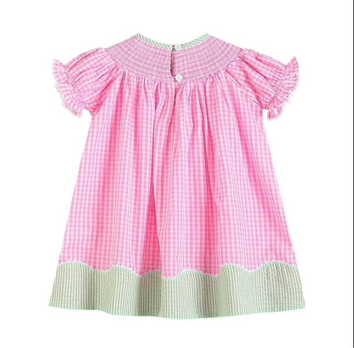 Pink Gingham Easter Bunny Smocked Dress 3-6M, 6-12M, 12-18M, 18-24M, 4, 5, 6