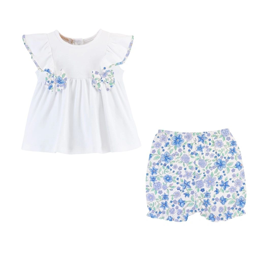 Blossoms in Blue Bloomer Set - Pima Cotton: 6-9M, 9-12M