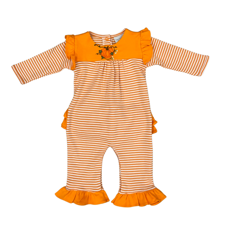 Pretty Pumpkin Coverall with Bow with a Ruffle Butt: 24M