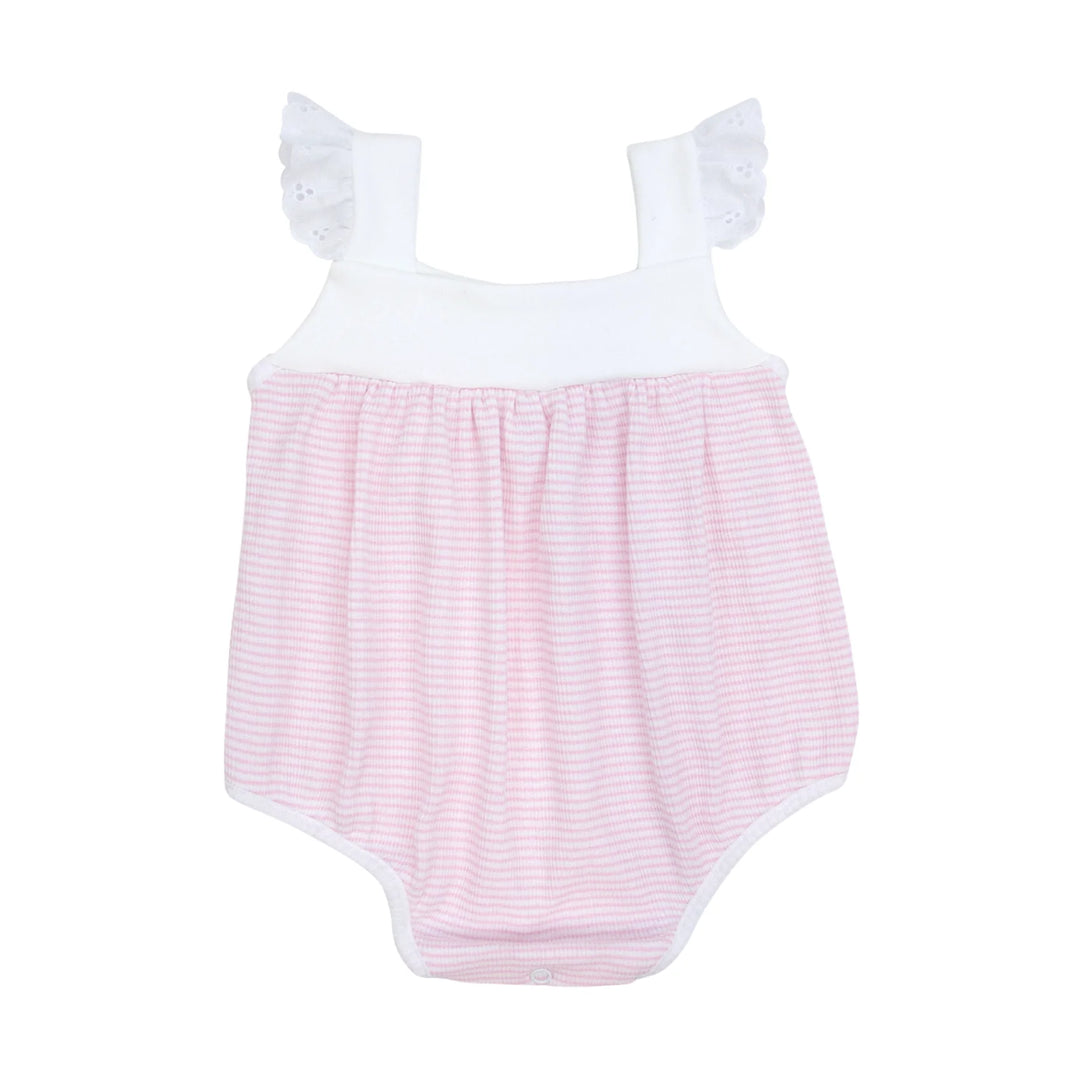 Knit Sunsuit with Eyelet Trim | Pink