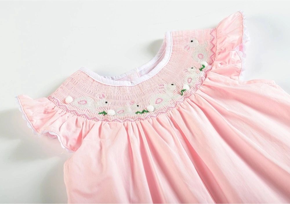 Light Pink Easter Bunny Smocked Playsuit: 18-24M