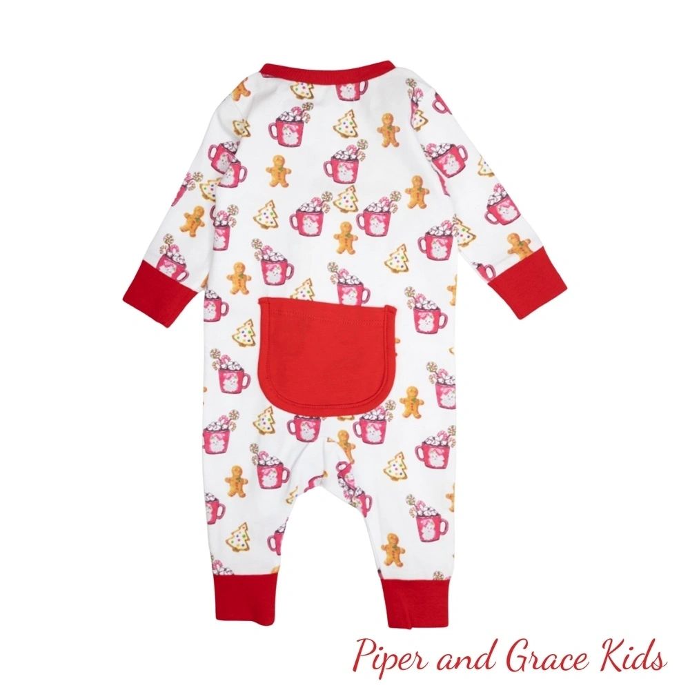 Ishtex Hot Cocoa & Gingerbread Christmas Zipper Romper Unisex