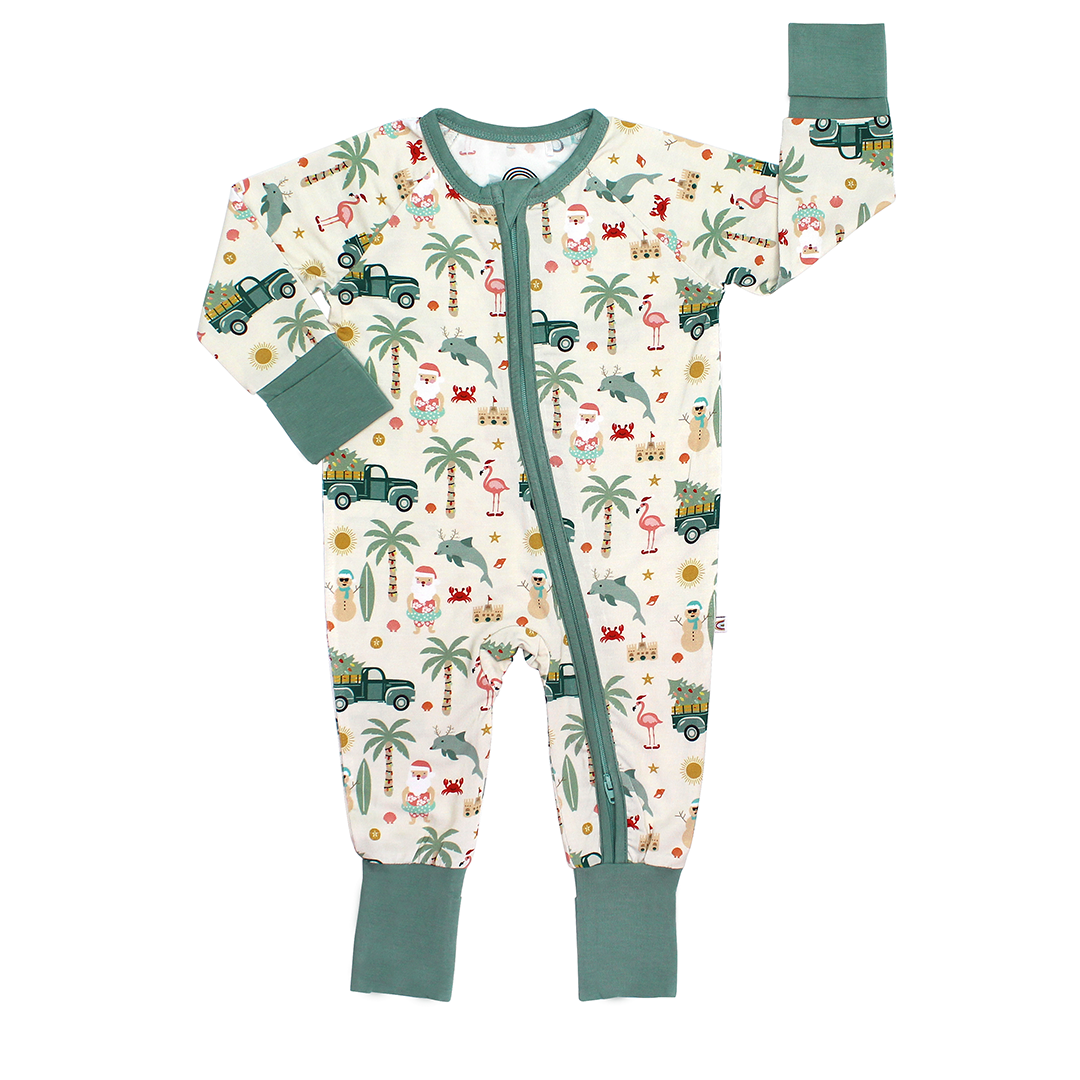 Coastal Christmas Unisex Bamboo Infant Romper: 0-3M, 3-6M, 12-18M