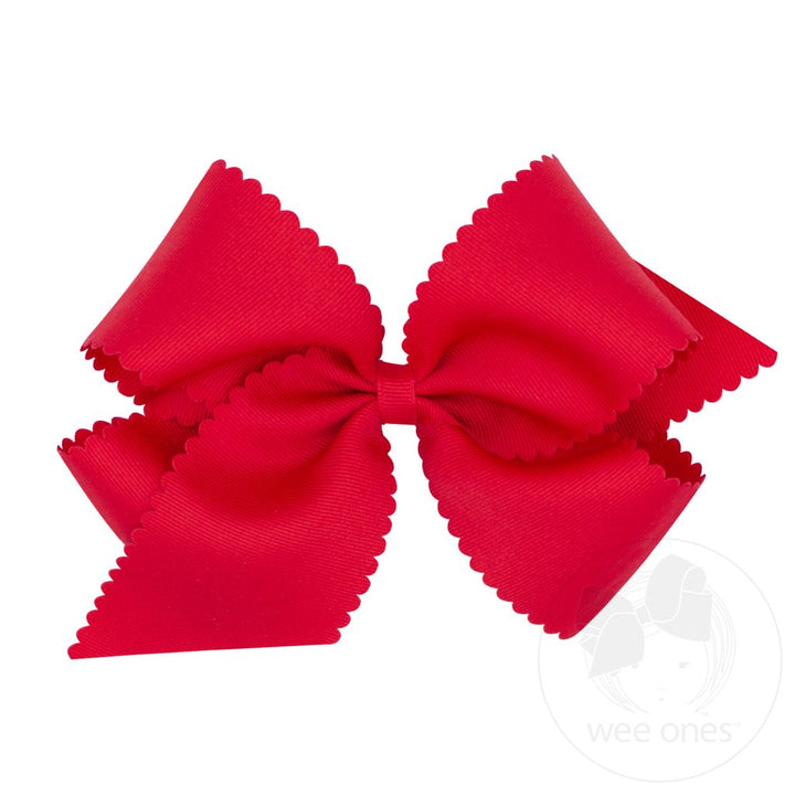 King Grosgrain Hair Bow with Scalloped Edge +6 Colors