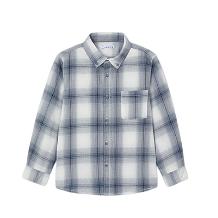 Long Sleeve Checkered Button Down Boys Shirt: 3,4,5,6