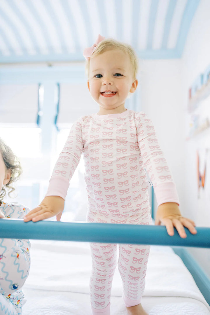 2 Piece Bamboo Girls Pajama Set - Bow