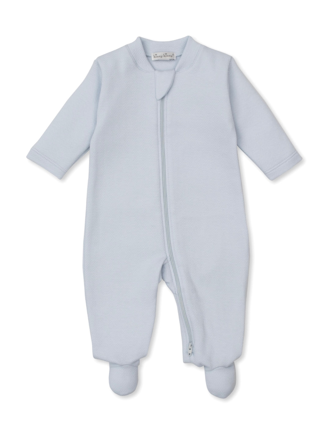 Sweet Homecoming Blue Jacquard Footie w/ Zip