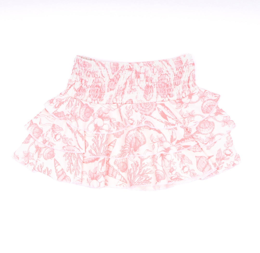 Smocked Seaside Toile Swim Skirt